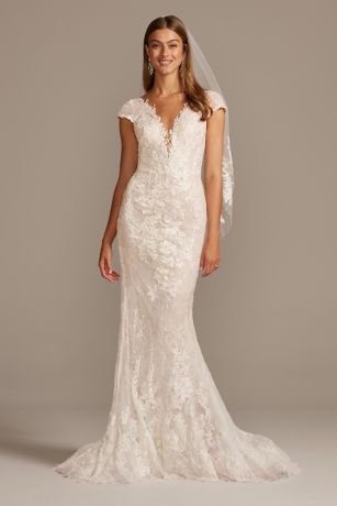 As Is Lace Cap Sleeve Mermaid Wedding Dress | David's Bridal