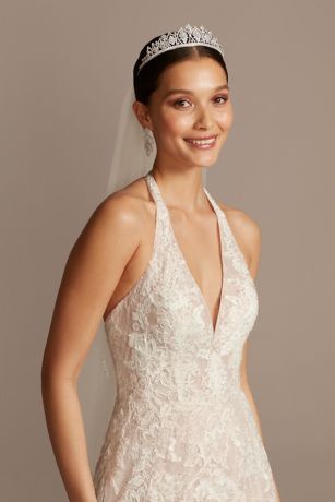 Beaded Lace Halter A-line Wedding Dress | David's Bridal