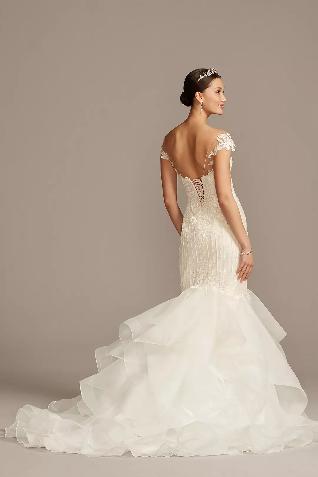 Linear Beaded Applique Mermaid Wedding Dress Image 2