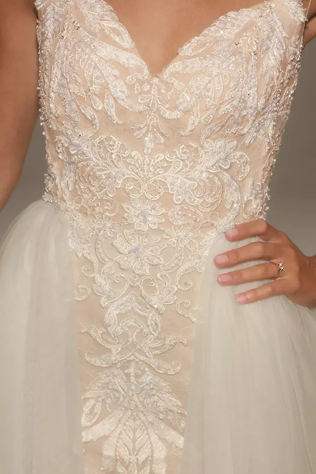 Lace Sheath Wedding Dress with Tulle Overskirt Image 6