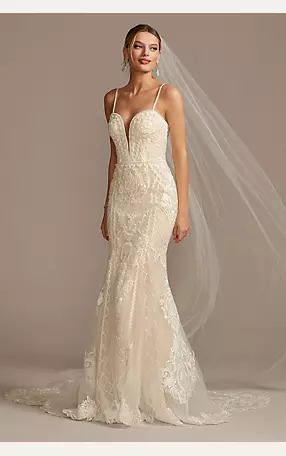 Beaded Scroll and Lace Mermaid Wedding Dress Image 2
