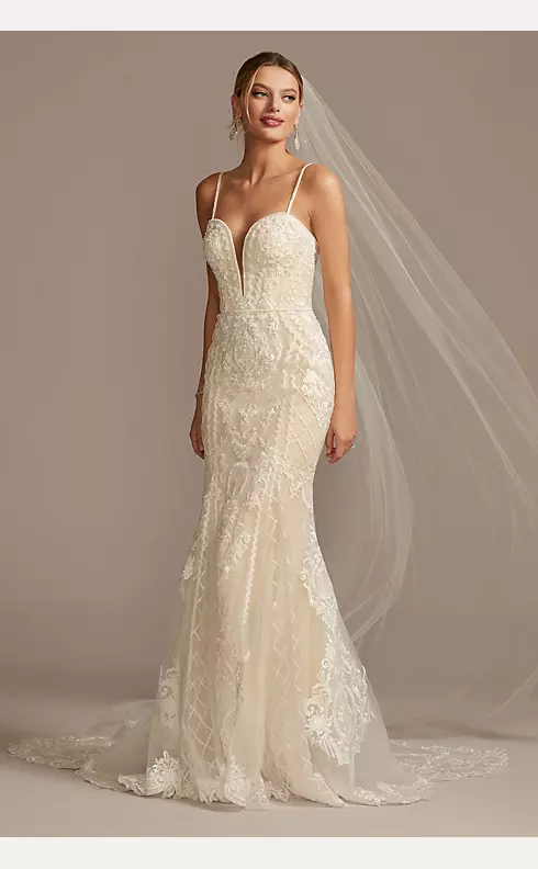 As Is Beaded Scroll and Lace Mermaid Wedding Dress Image 2
