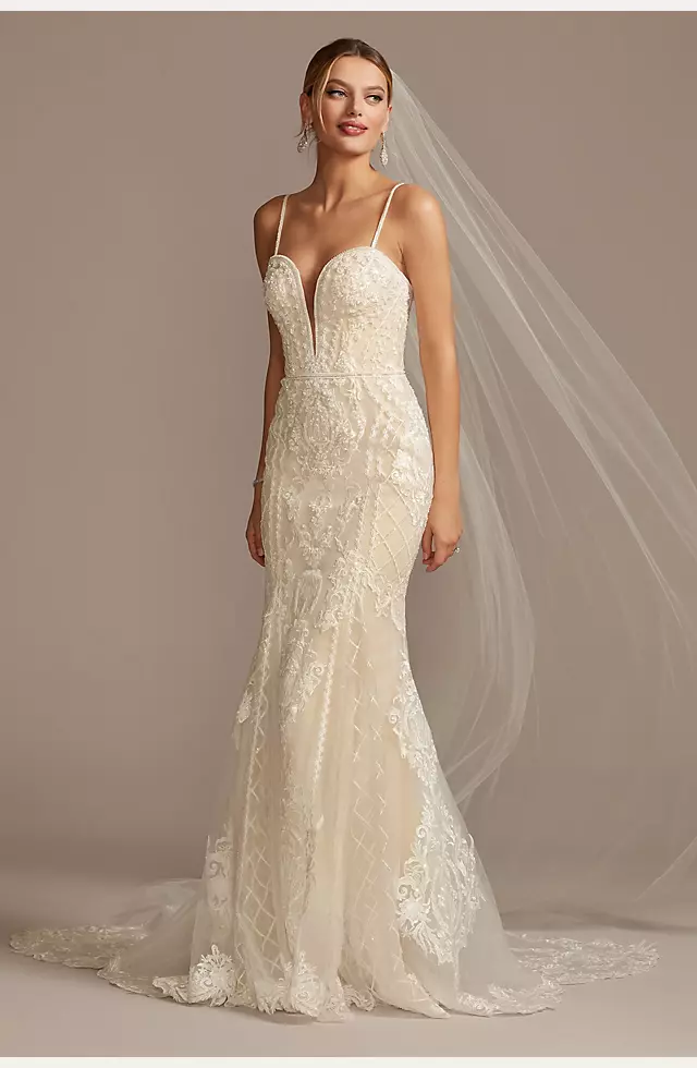 As Is Scroll and Lace Mermaid Petite Wedding Dress Image 2