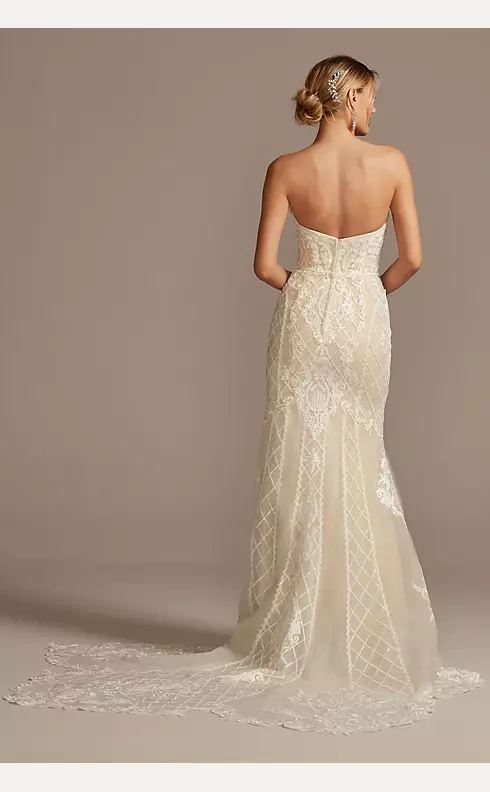 Beaded Scroll and Lace Mermaid Wedding Dress Image 3