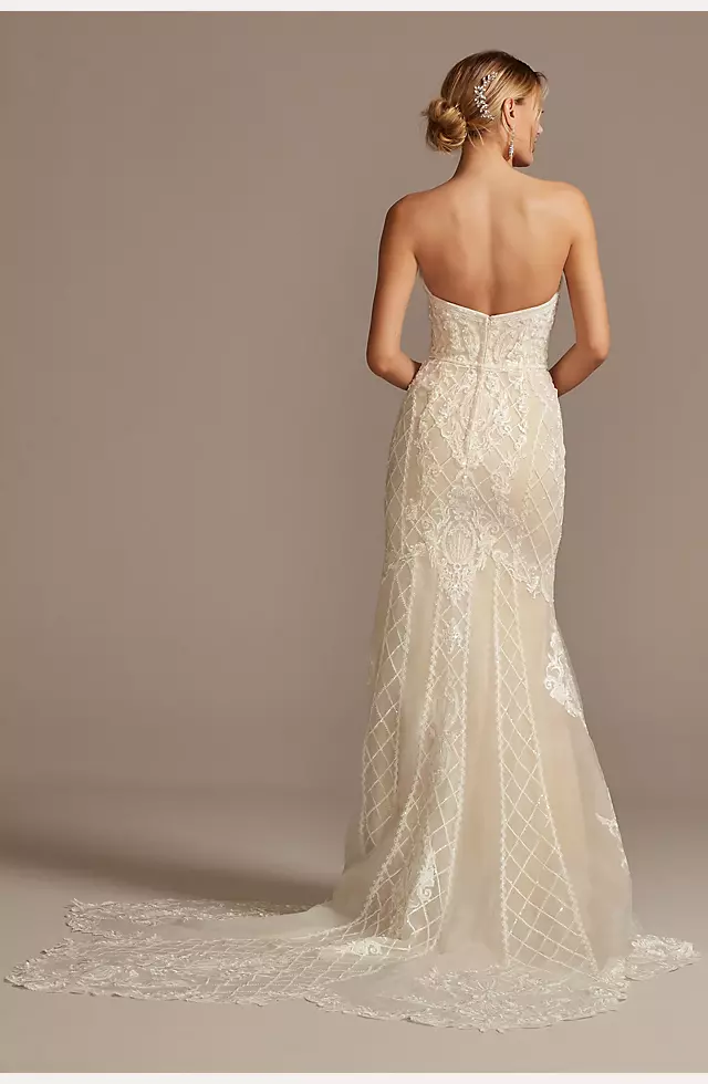 As Is Beaded Scroll and Lace Mermaid Wedding Dress Image 3