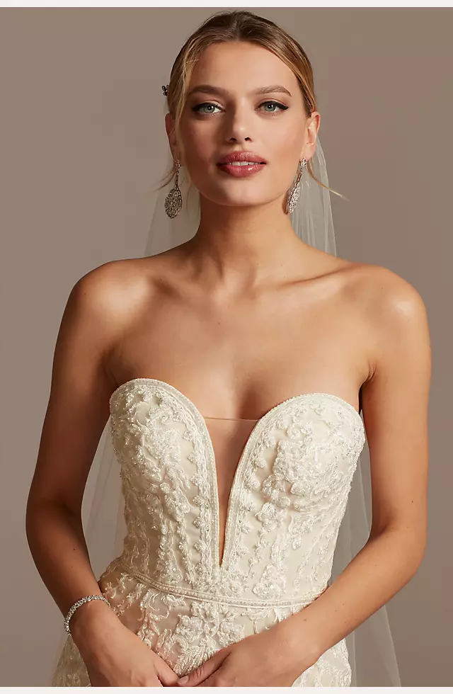 As Is Scroll and Lace Mermaid Petite Wedding Dress Image 4