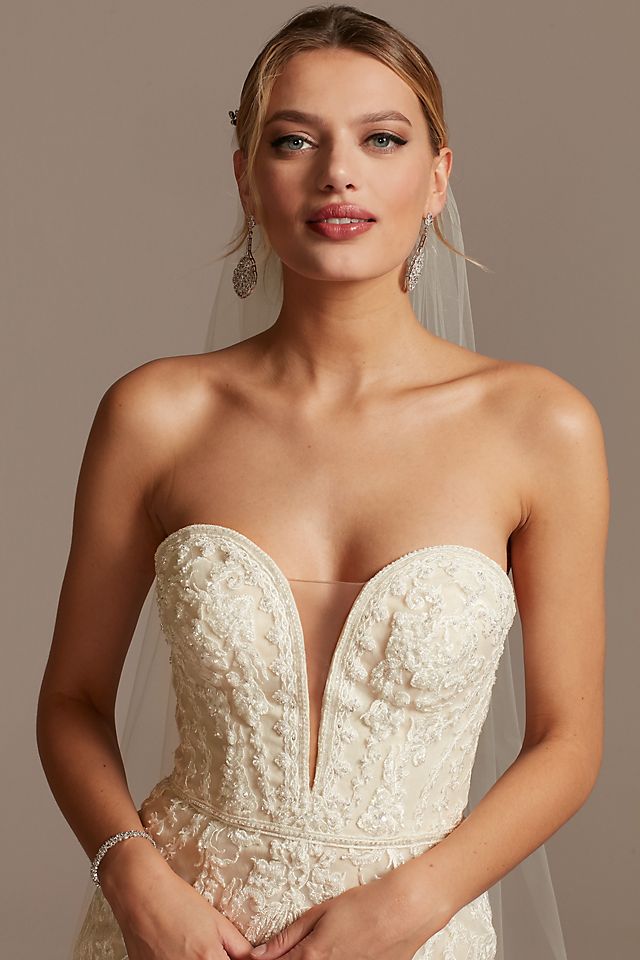 Beaded Scroll and Lace Mermaid Wedding Dress Image 4