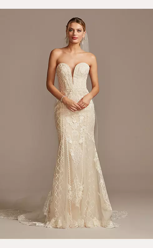 As Is Beaded Scroll and Lace Mermaid Wedding Dress Image 1