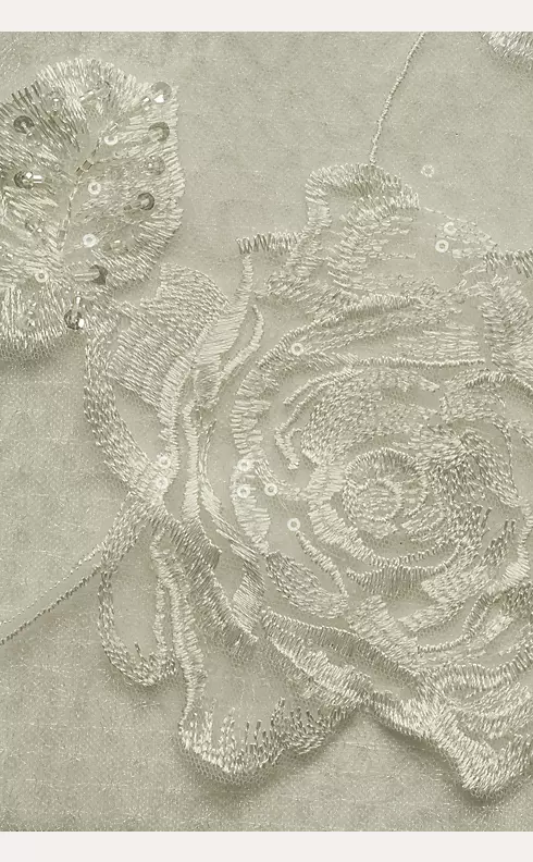 Large Floral Applique Beaded Strap Wedding Dress Image 4