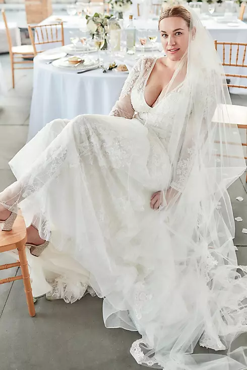 Lace Long Sleeve Keyhole Back Wedding Dress Image 4
