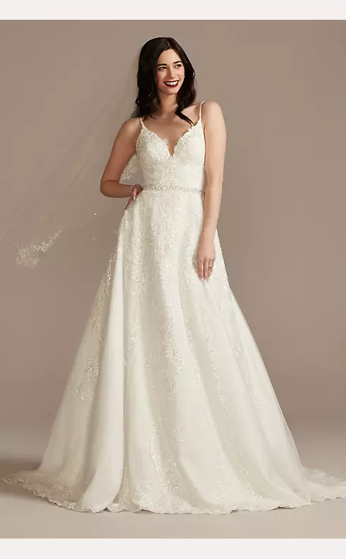 Lace Applique Tulle Wedding Dress Image 1