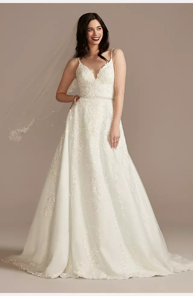 As Is Lace Applique Spaghetti Strap Wedding Dress Image