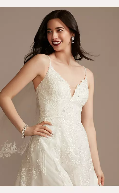 As Is Lace Applique Spaghetti Strap Wedding Dress Image 3