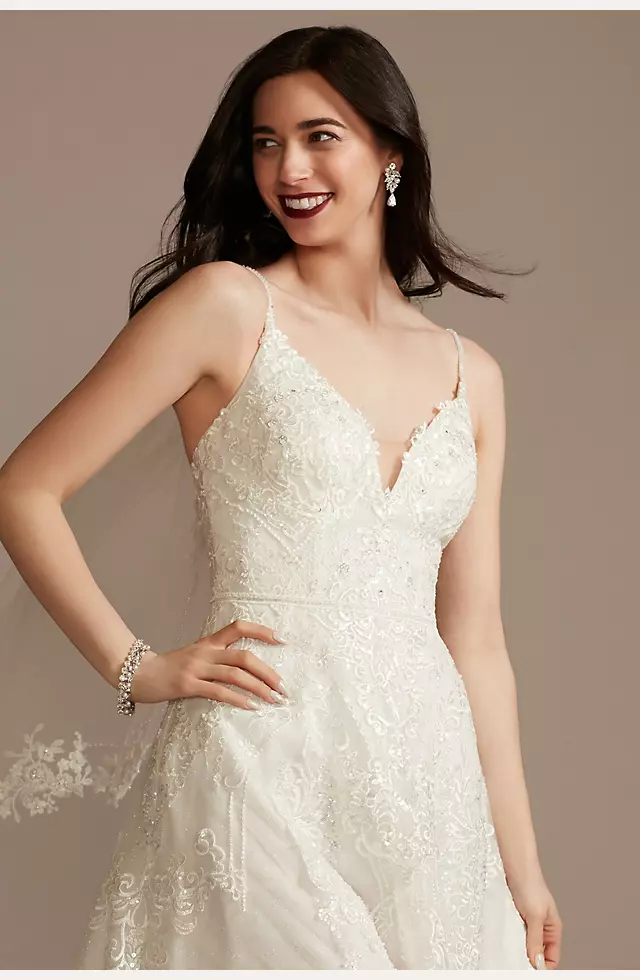 As Is Lace Applique Spaghetti Strap Wedding Dress Image 3