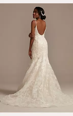 Sequin Lace Mermaid Wedding Dress with 3D Florals Image 2