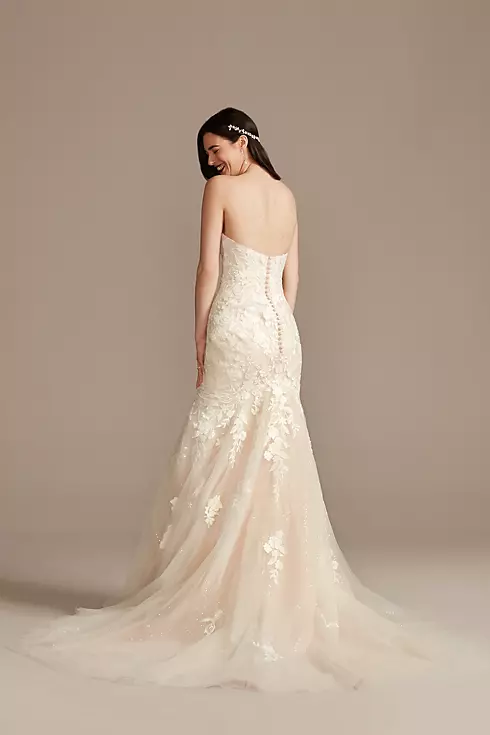 Lace Applique Mermaid Strapless Wedding Dress Image 2