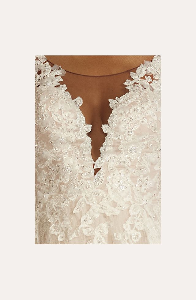 Illusion V-Neck Long Sleeve Lace Wedding Gown | David's Bridal