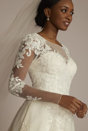 Traditional Wedding Dress Illusion Neckline