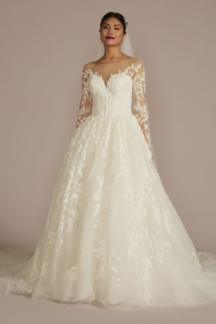 Sheath Illusion Long Sleeves Lace Beach Wedding Dress PW336