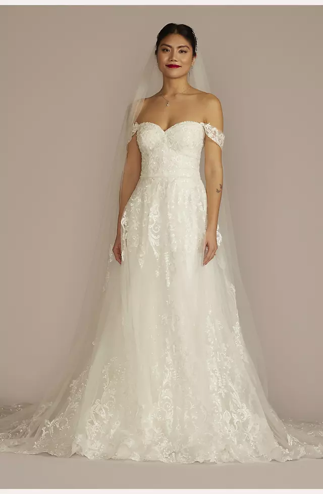 Lace Applique Wedding Dress with Removable Sleeves Image
