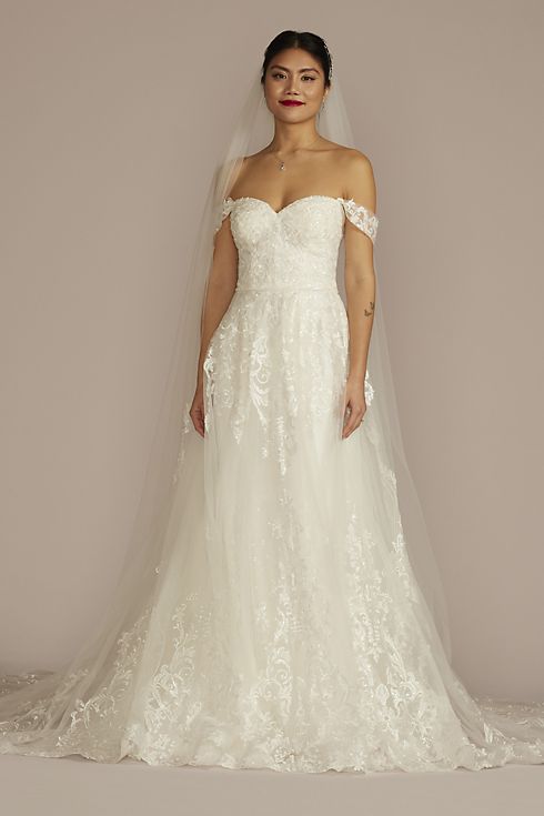 Lace Applique Wedding Dress with Removable Sleeves Image 7