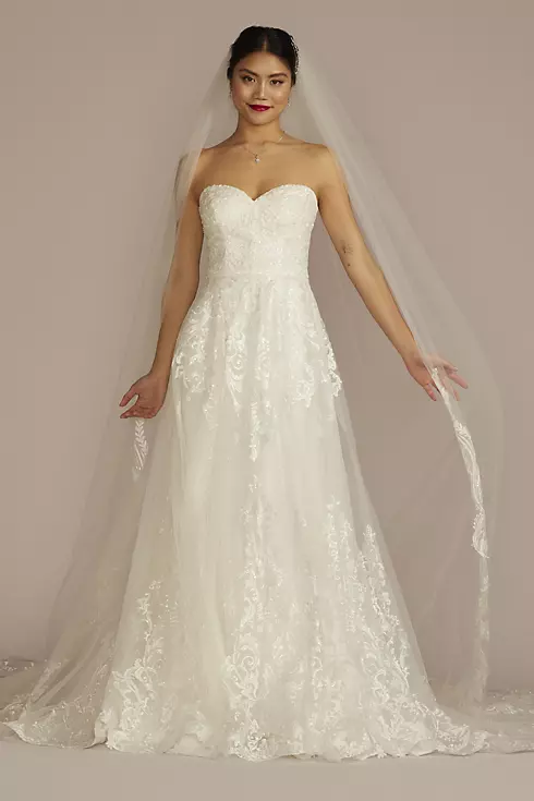 Lace Applique Wedding Dress with Removable Sleeves Image 5