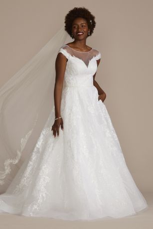 cap sleeve ball gown wedding dress