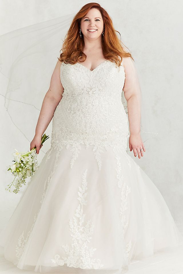 Multi-Lace Tank V-Neck Mermaid Wedding Dress Image 5