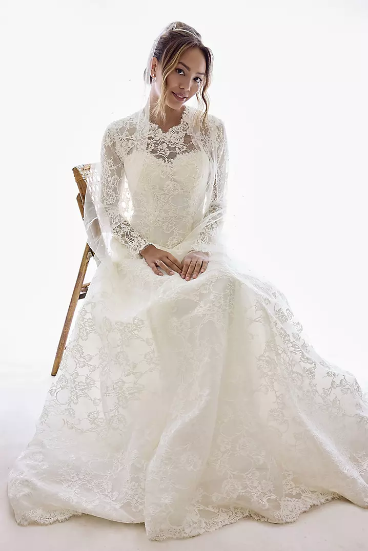 david bridal mermaid wedding dresses Satin Corset Bodice Drop Waist Dress David's Bridal, Beaded Scroll and
