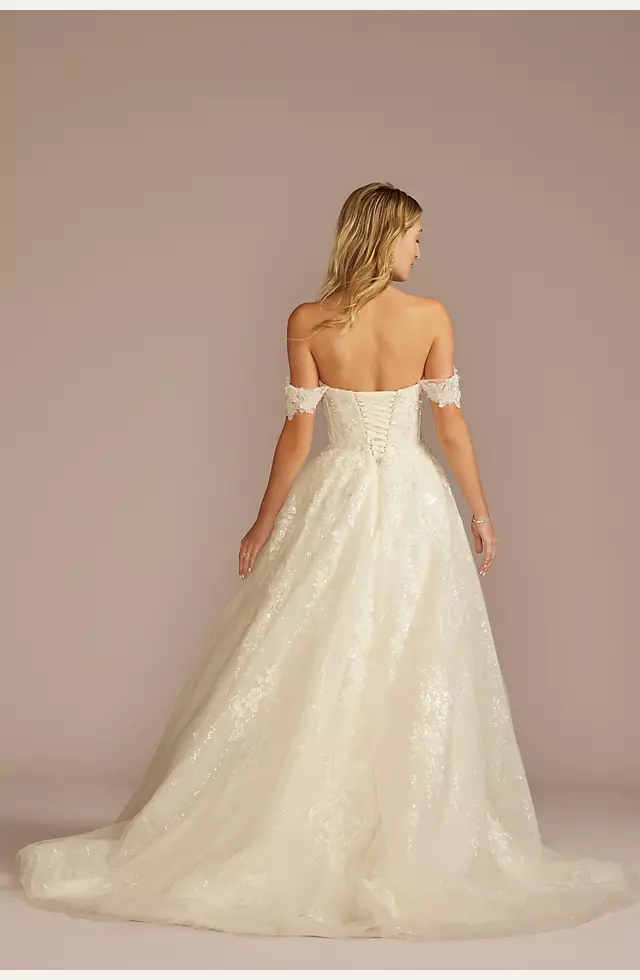 Off-the-Shoulder Lace-Up Back Wedding Dress Image 2