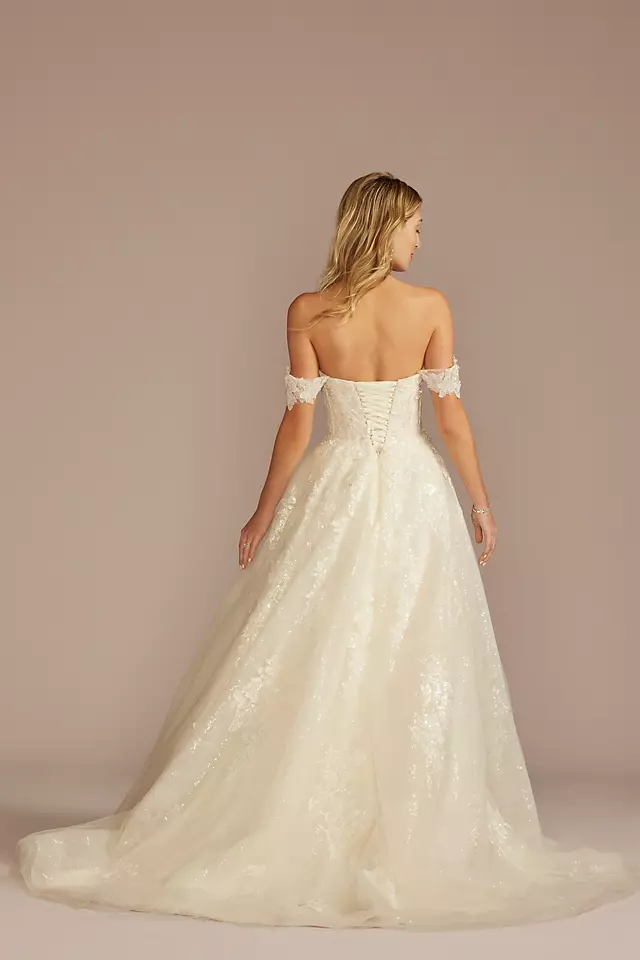 Off-the-Shoulder Lace-Up Back Wedding Dress Image 2