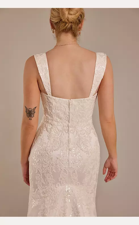 Beaded Satin Strapless Mermaid Wedding Dress Image 6