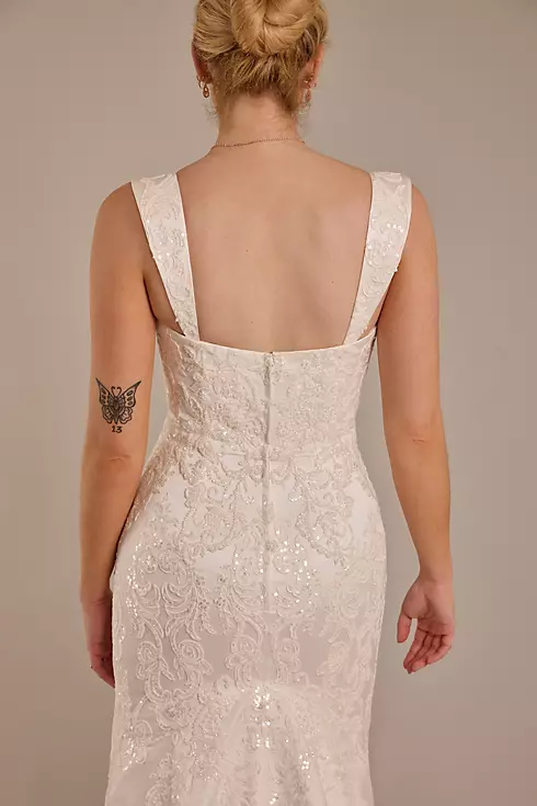 Beaded Satin Strapless Mermaid Wedding Dress Image 6