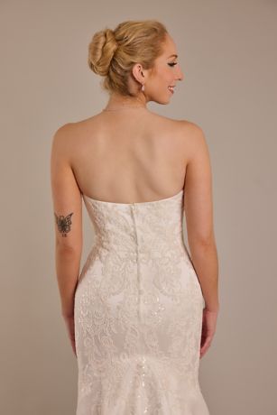 Beaded Satin Strapless Mermaid Wedding Dress