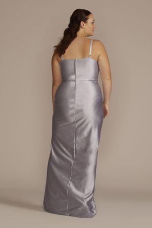 Spaghetti Strap Glitter Knit Draped Dress David's Bridal