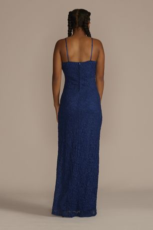 Glitter Stretch Lace VNeck Sheath Gown David's Bridal