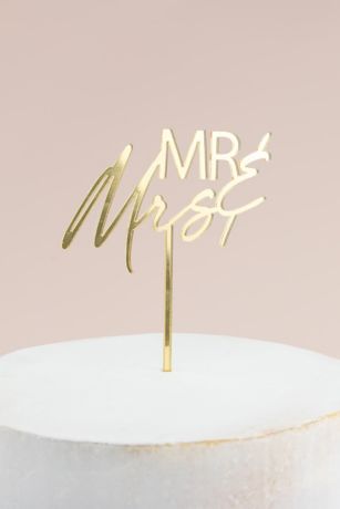 Mr And Mrs Gold Acrylic Cake Topper