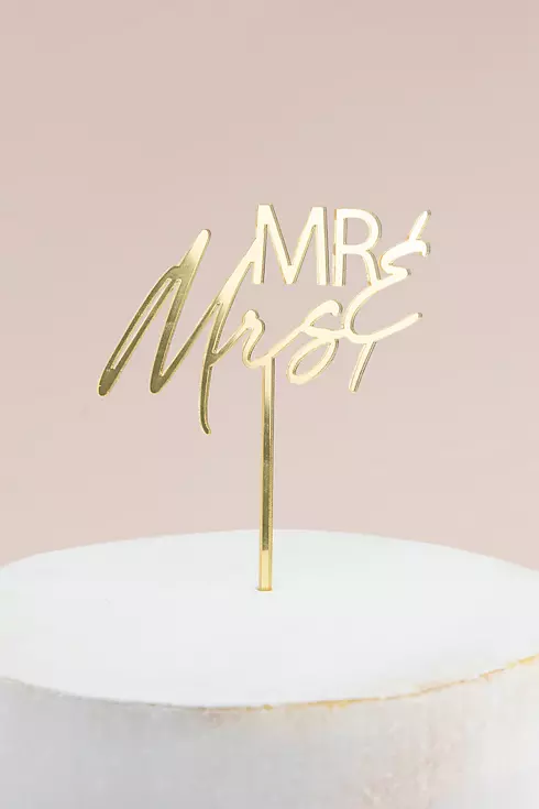 Mr And Mrs Gold Acrylic Cake Topper Image 1