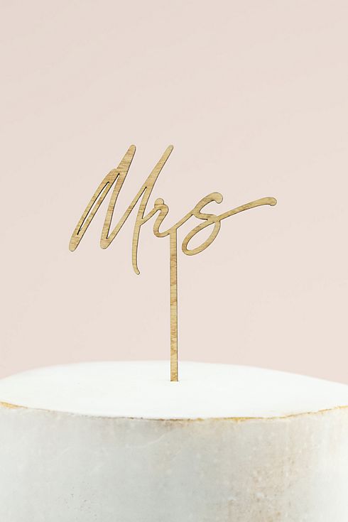 Rustic Mrs Wooden Cake Topper Image