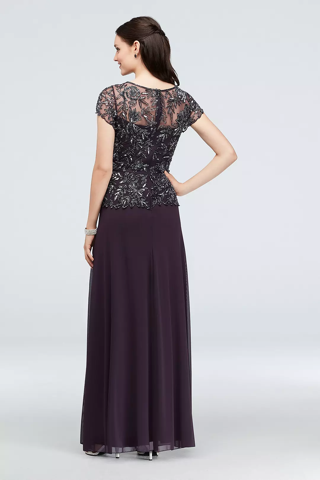 Floral Beaded Illusion Bodice Gown Image 2
