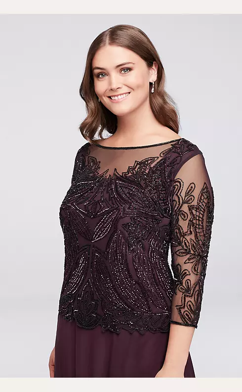 Sequined and Beaded Mesh Plus Size Dress Image 3