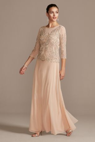 blush lace mother of the bride dress