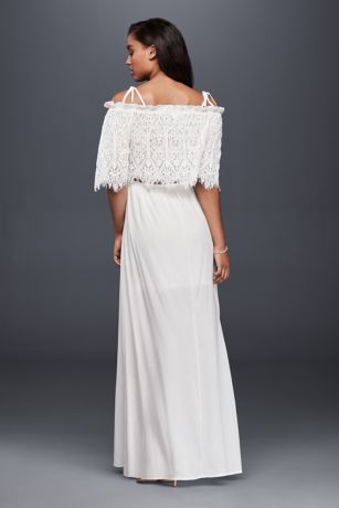 off the shoulder lace maxi