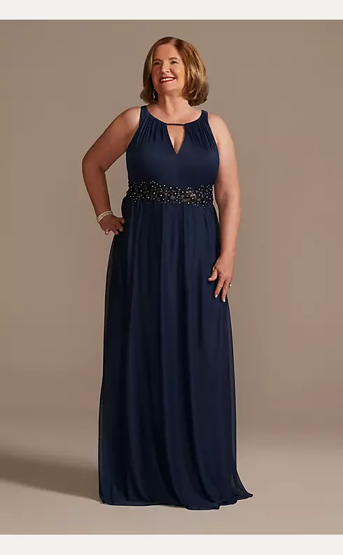 High-Neck Chiffon Gown with Keyholes Image 2