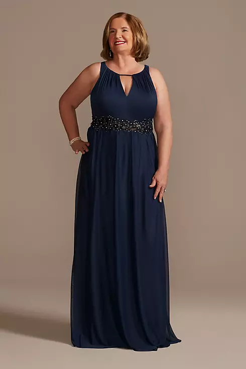 High-Neck Chiffon Gown with Keyholes Image 2