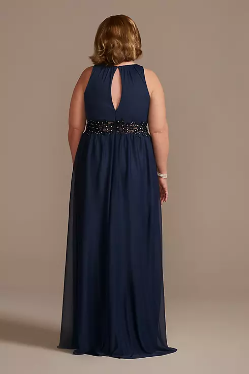 High-Neck Chiffon Gown with Keyholes Image 3