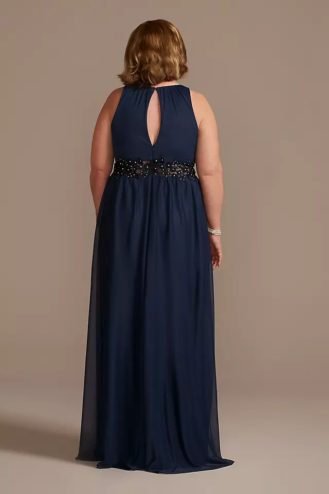 High-Neck Chiffon Gown with Keyholes Image 3