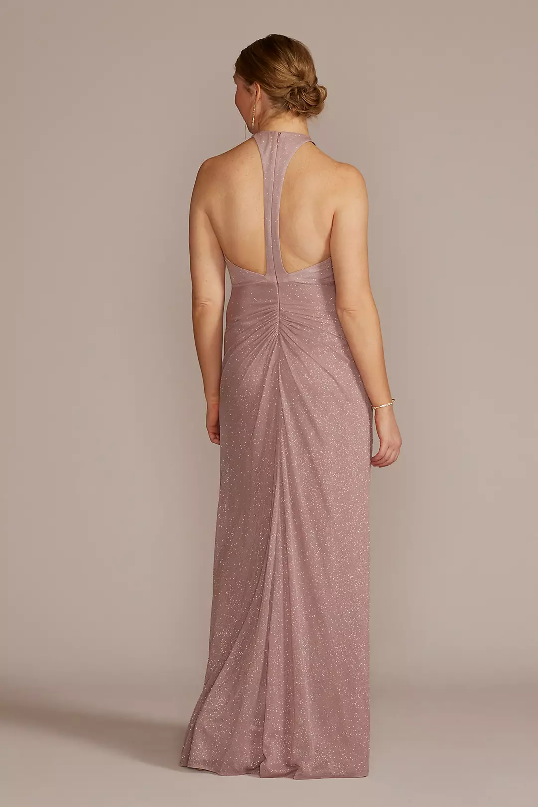 Glitter Knit Wrap Tank Dress with Skirt Slit Image 2