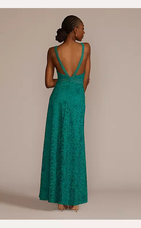 Allover Lace Illusion Plunge Gown Image 2