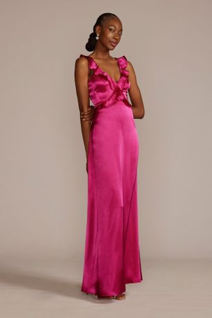 Floor Length Ruffle Charmeuse Gown Image